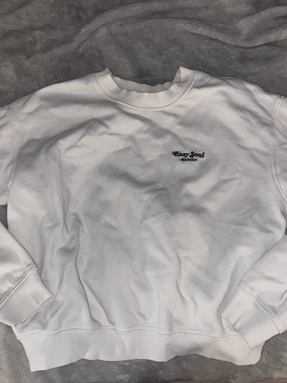 Divided White Crewneck Sweater with Small Black Logo